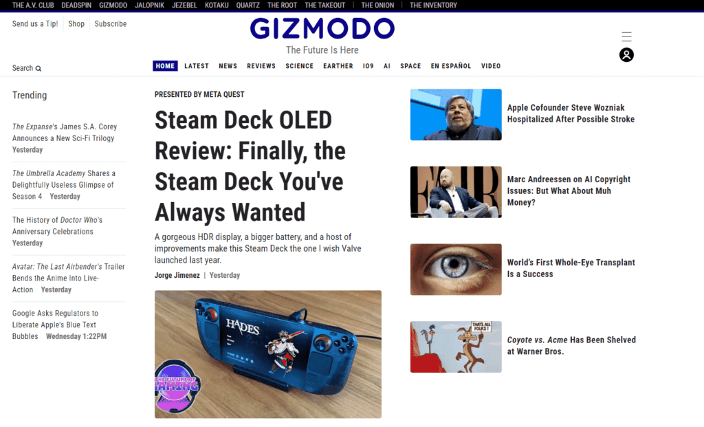 Gizmodo Website Screenshot