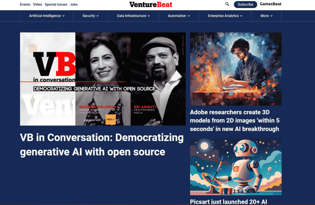 VentureBeat Website Screenshot